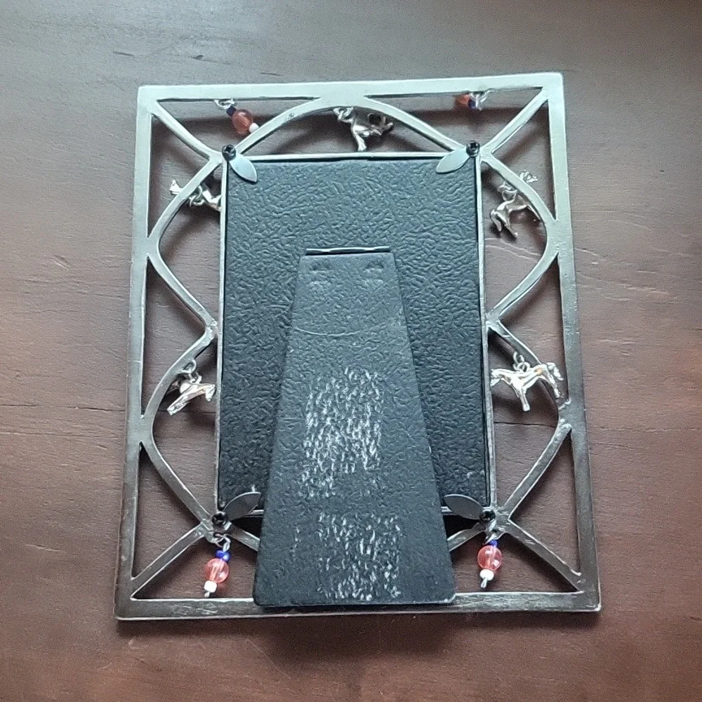 Vintage Pewter Horse Charms Picture Frame